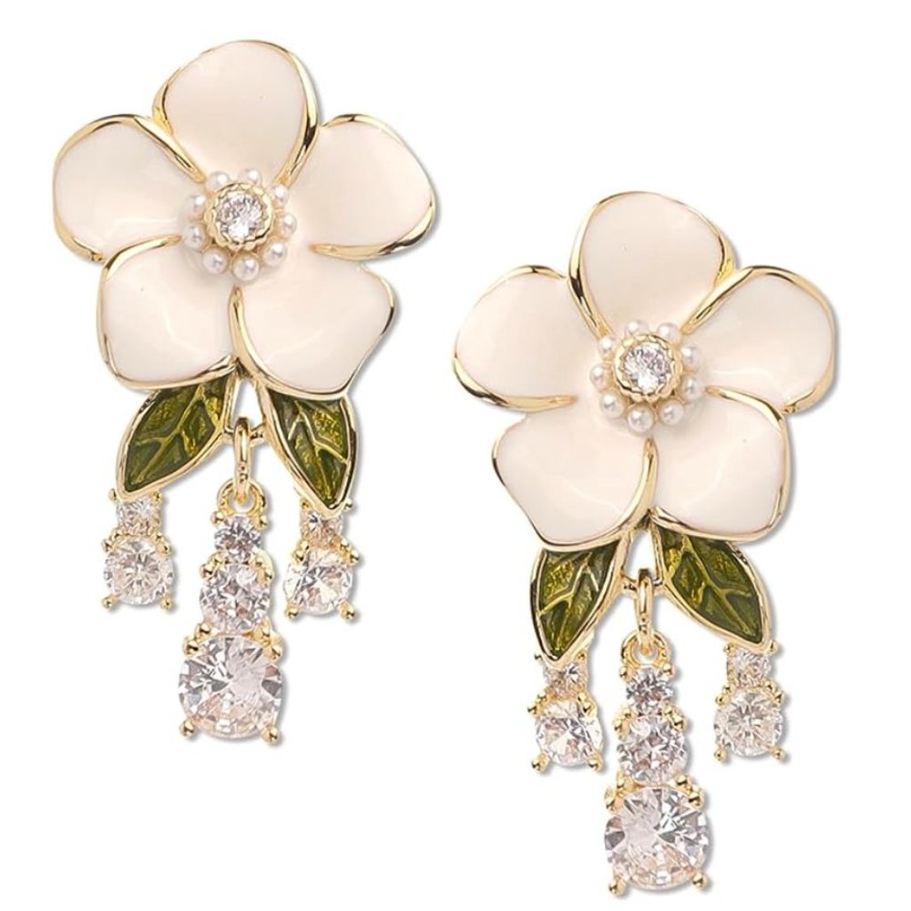 New! Anthro Fab Floral Tap Earrings - Picture 1 of 7